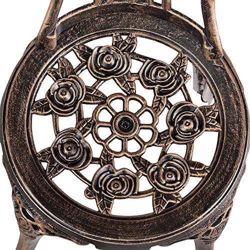 casa.pro Gartentisch/Bistro-Tisch 60cm, rund, Bronze mit 2 Stühlen – Französische Gartenmöbel im Antik-Look für Balkon/Terrasse – Bistro-Set wetterbeständig, Gusseisen-Metall als Gartendeko - 6