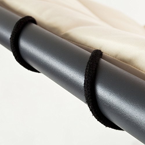 SoBuy OGS16 Schwebeliege mit Sonnenschirm Relaxliege Schwingliege Schaukelliege Hängesessel Hängeliege Sonnenliege Belastbarkeit 120kg beige - 8