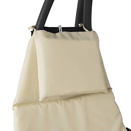 SoBuy OGS39-MI Schwebeliege mit Sonnenschirm Relaxliege Schwingliege Schaukelliege Hängesessel Hängeliege Sonnenliege Belastbarkeit 120kg beige BHT ca: 170x210x115cm - 7