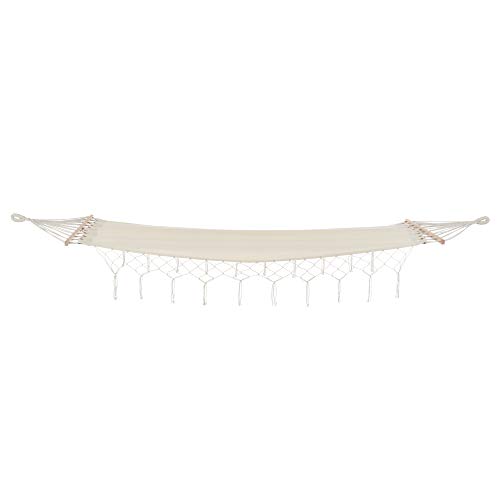 casa.pro Hängematte bis 150 kg Hängeliege für Innen und Außen Stabhängematte Camping Outdoor 200x80cm Creme - 3