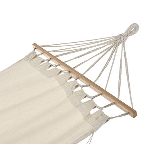 casa.pro Hängematte bis 150 kg Hängeliege für Innen und Außen Stabhängematte Camping Outdoor 200x80cm Creme - 4