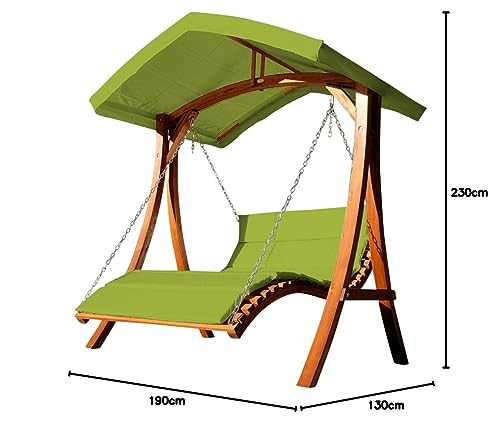 Design Hollywoodliege Doppelliege ‚Aruba‘ aus Holz Lärche mit Dach von AS-S, Farbe:Grün - 4