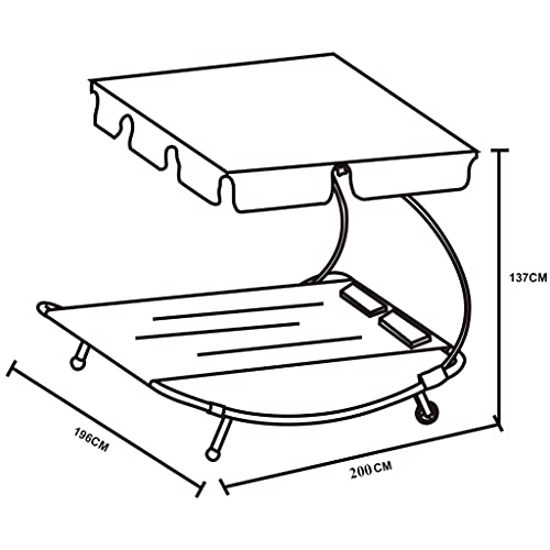 Loywe Sonnenliege Doppelliege mit Dach für 2-Personen Doppel Gartenliege mit Sonnendach für Garten oder Balkon ，200x195x145cm LW22-Schwarz - 2