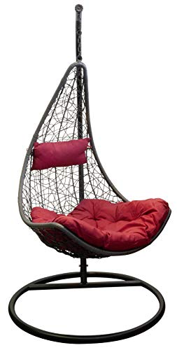 Trendyshop365 Outdoor Polyrattan Hängesessel mit Gestell Hängeliege Schaukelliege inklusive Polsterung - 4