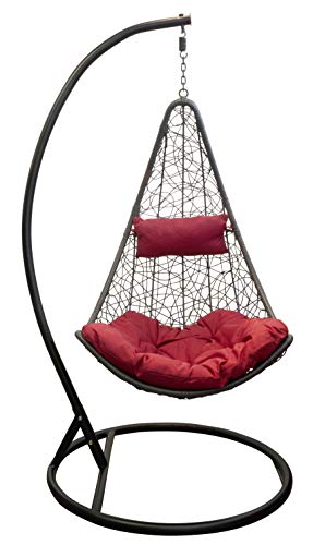 Trendyshop365 Outdoor Polyrattan Hängesessel mit Gestell Hängeliege Schaukelliege inklusive Polsterung - 3