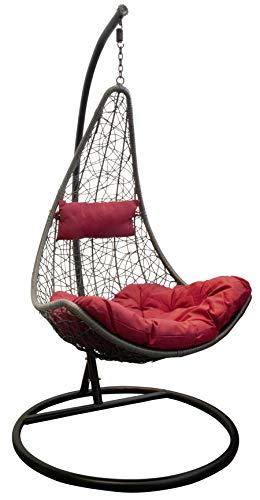 Trendyshop365 Outdoor Polyrattan Hängesessel mit Gestell Hängeliege Schaukelliege inklusive Polsterung - 5
