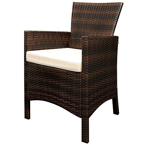 Deuba Poly Rattan Sitzgruppe Garten 8 Breite Stühle 7cm Auflagen Gartentisch Akazie Holz 8 Personen Gartenmöbel Set Braun - 3