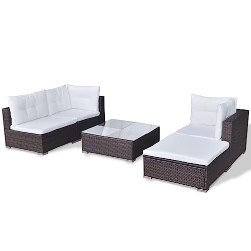 vidaXL Gartenmöbel 14-TLG. Poly Rattan Sofa Lounge Sitzgruppe Gartengarnitur - 6