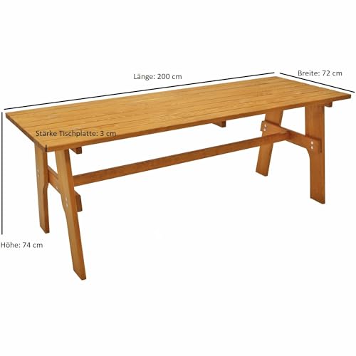 DEGAMO Gartengarnitur Freital XXL 3-teilig 200cm, 2X Bank 200cm und 1x Tisch 70x200cm, Kiefer imprängiert - 9