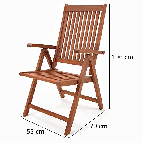 Casaria Sitzgruppe Vanamo 6+1 FSC®-zertifiziertes Eukalyptusholz klappbar 7-TLG Tisch Sitzgarnitur Holz Gartenmöbel Garten Set - 7