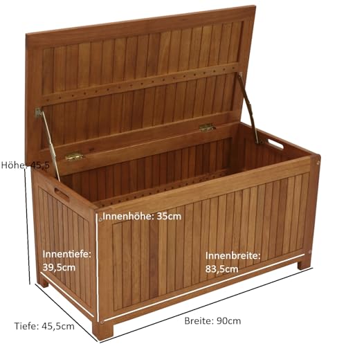 gartenmoebel-einkauf Kissenbox mit Deckel aus Eukalyptus Holz 88x45x45, FSC®-Zertifiziert - 9