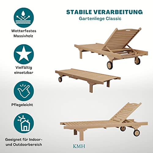 KMH®, Gartenliege Classic aus echtem massivem Teakholz (#102041) - 3