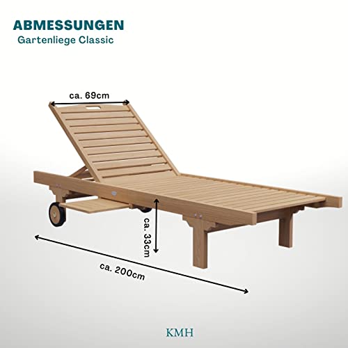 KMH®, Gartenliege Classic aus echtem massivem Teakholz (#102041) - 4