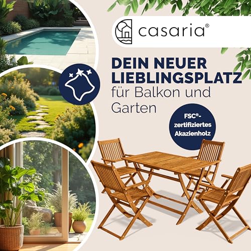 Deuba Sitzgruppe Sydney 4+1 FSC®-zertifiziertes Akazienholz 5-TLG Tisch klappbar Sitzgarnitur Holz Garten Möbel Set - 2