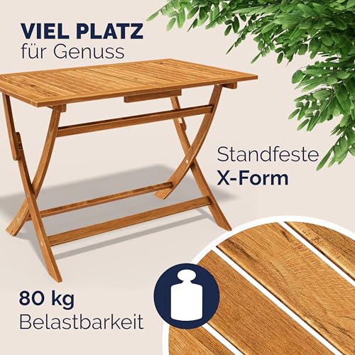 Deuba Sitzgruppe Sydney 4+1 FSC®-zertifiziertes Akazienholz 5-TLG Tisch klappbar Sitzgarnitur Holz Garten Möbel Set - 4