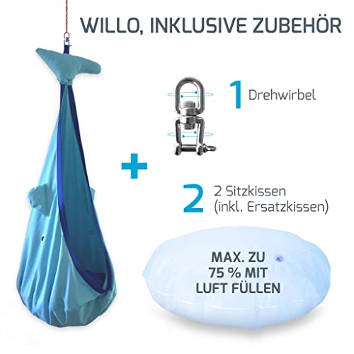snuutje Hängehöhle für Kinder Willo der Wal (Schadstoff geprüft und GS-Zertifiziert, aus 100% Baumwolle, hält bis 80 kg, mit Zubehör) blau - 3