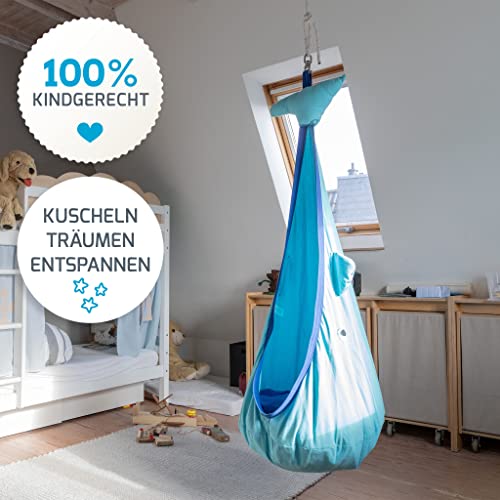 snuutje Hängehöhle für Kinder Willo der Wal (Schadstoff geprüft und GS-Zertifiziert, aus 100% Baumwolle, hält bis 80 kg, mit Zubehör) blau - 5