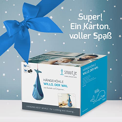 snuutje Hängehöhle für Kinder Willo der Wal (Schadstoff geprüft und GS-Zertifiziert, aus 100% Baumwolle, hält bis 80 kg, mit Zubehör) blau - 7