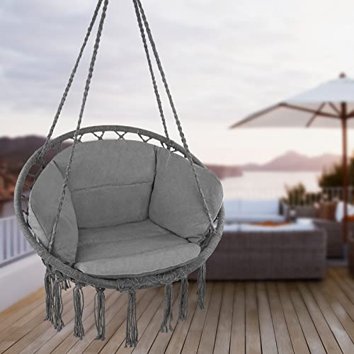 Montafox Hängesessel Hängekorb Hängestuhl Kissen Boho Hängesitz Kissen Kinder Erwachsene, Farbe:Grau - 3