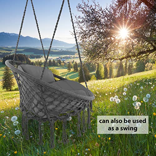 Montafox Hängesessel Hängekorb Hängestuhl Kissen Boho Hängesitz Kissen Kinder Erwachsene, Farbe:Grau - 4