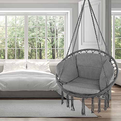 Montafox Hängesessel Hängekorb Hängestuhl Kissen Boho Hängesitz Kissen Kinder Erwachsene, Farbe:Grau - 5