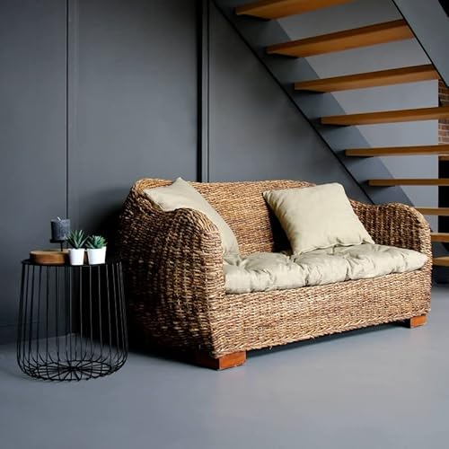 Rotin Design Rattansofa AZUR – Korbsofa – inkl. Sitzpolster – Massivholzfüße – Braun - 2