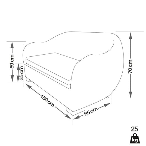 Rotin Design Rattansofa AZUR – Korbsofa – inkl. Sitzpolster – Massivholzfüße – Braun - 3