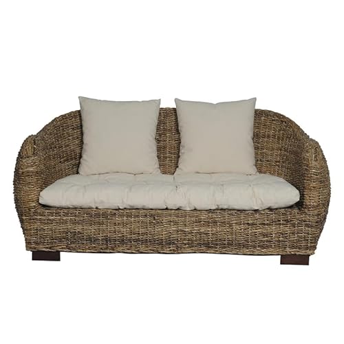 Rotin Design Rattansofa AZUR – Korbsofa – inkl. Sitzpolster – Massivholzfüße – Braun - 4