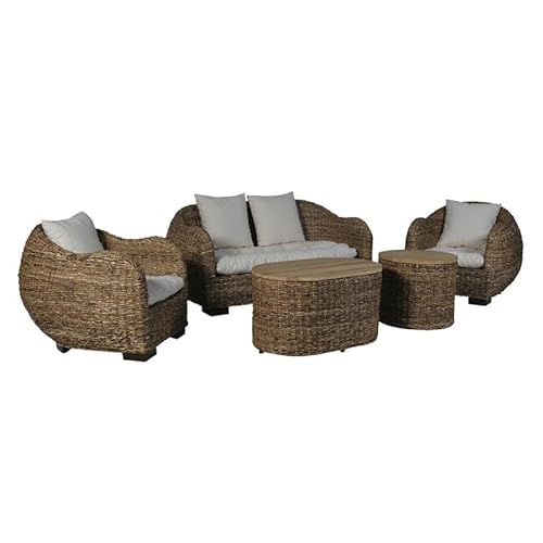 Rotin Design Rattansofa AZUR – Korbsofa – inkl. Sitzpolster – Massivholzfüße – Braun - 8
