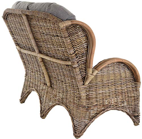 korb.outlet Rattan-Sofa 2-Sitzer Korbsofa Sofa wie Ohrensessel Hochlehn-Sofa Wintergarten Couch Rattanmöbel Grau Natur - 4