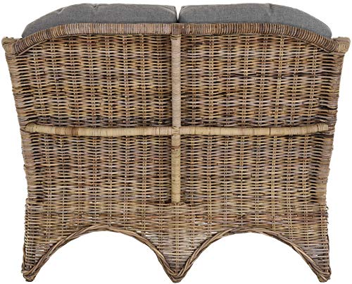 korb.outlet Rattan-Sofa 2-Sitzer Korbsofa Sofa wie Ohrensessel Hochlehn-Sofa Wintergarten Couch Rattanmöbel Grau Natur - 5