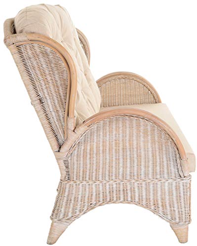 korb.outlet Rattan-Sofa 3-Sitzer Korbsofa inkl. Polster, Sofa nach Art wie Ohrensessel Hochlehn-Sofa Wintergarten Couch Rattanmöbel (Vintage Weiss) - 3