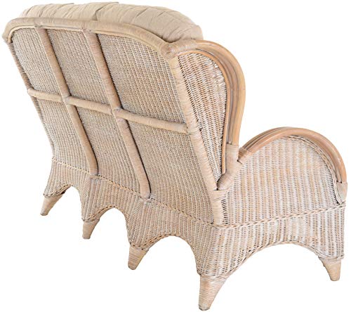 korb.outlet Rattan-Sofa 3-Sitzer Korbsofa inkl. Polster, Sofa nach Art wie Ohrensessel Hochlehn-Sofa Wintergarten Couch Rattanmöbel (Vintage Weiss) - 4