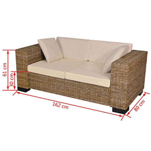 Zora Walter 7-TLG. 2-Sitzer Sofa Set Echtes Rattan Couch Schlafsofa Bettsofa Mit 2 x Sitzkissen,2 x R¨¹ckenkissen,2 x Sofakissen - 3