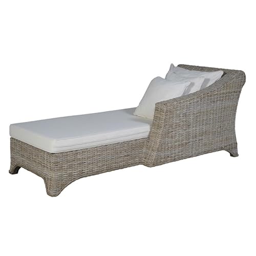 Rotin Design Rattansofa Ottomane CAVALO – Recamiere – inkl. Polsterauflage – Grau - 2