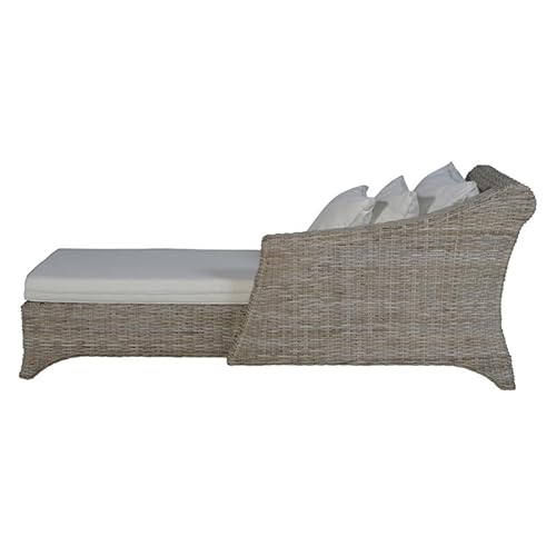 Rotin Design Rattansofa Ottomane CAVALO – Recamiere – inkl. Polsterauflage – Grau - 5