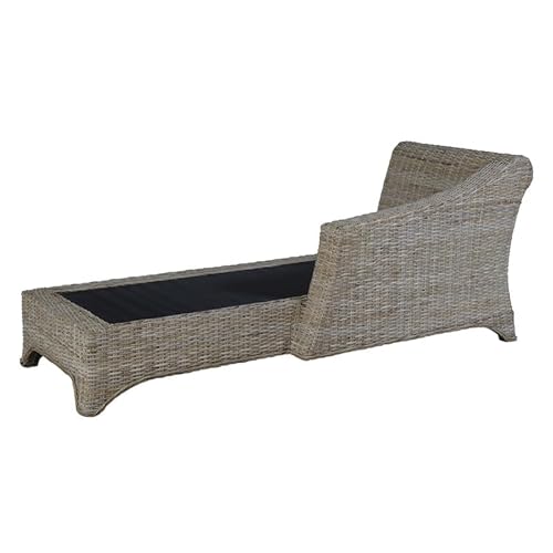 Rotin Design Rattansofa Ottomane CAVALO – Recamiere – inkl. Polsterauflage – Grau - 6