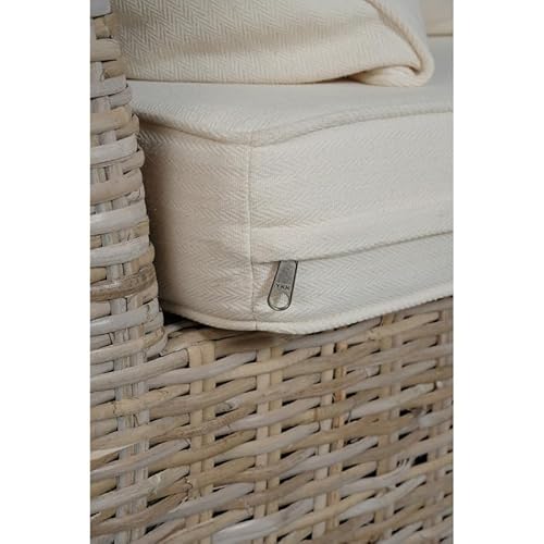 Rotin Design Rattansofa Ottomane CAVALO – Recamiere – inkl. Polsterauflage – Grau - 8