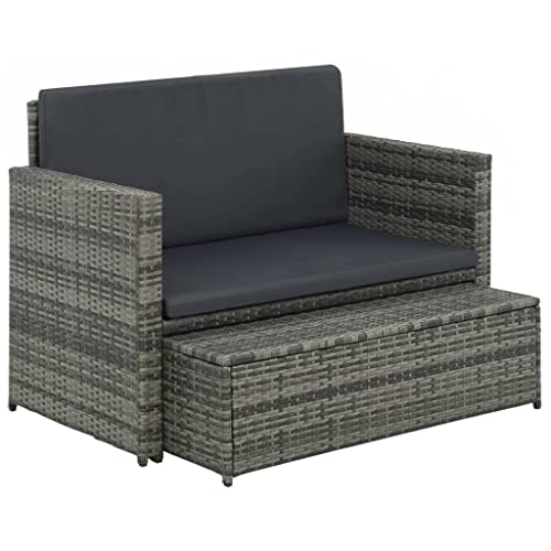 vidaXL Gartensofa 5-TLG. Poly Rattan Grau Lounge Gartenmöbel Gartenset Bank - 2