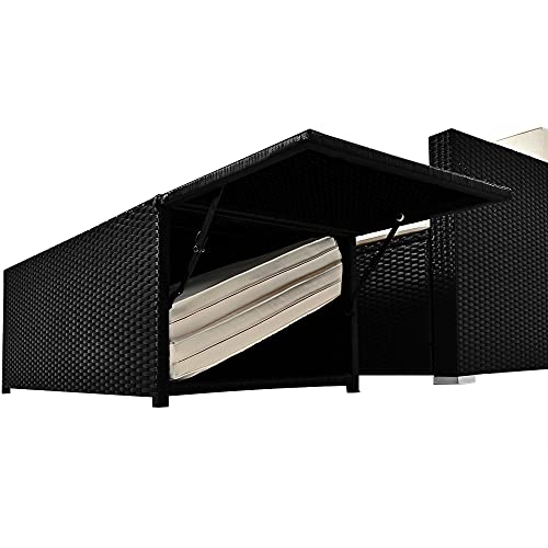 Deuba Poly Rattan Lounge Sofa 2 Sitzer Sitztruhe mit Stauraum Dicke Auflagen Relaxliege Sonnenliege Couch Set Schwarz - 9