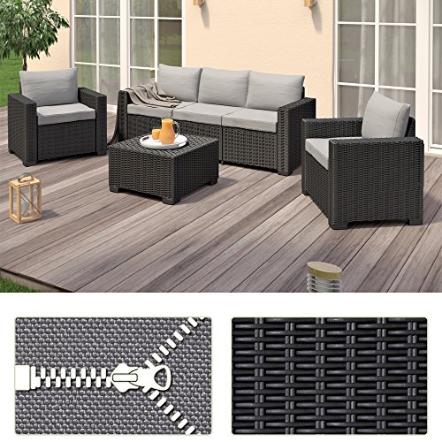 Allibert California Lounge Set Polyrattan Gartenmöbel Rattanoptik Sitzgruppe 4-teilig - 6