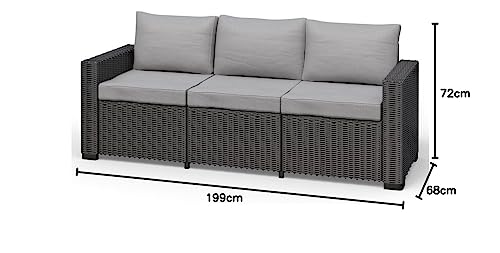 Allibert California 3-Sitzer Couch Polyrattan Gartenmöbel Lounge Rattanoptik - 2