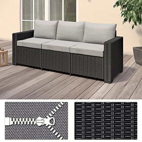 Allibert California 3-Sitzer Couch Polyrattan Gartenmöbel Lounge Rattanoptik - 3
