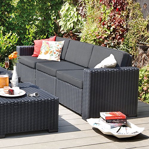 Transcontinental Group Allibert California Graphit grau 3-Sitzer Rattan Outdoor Garden Patio Sofa mit Kissen - 2
