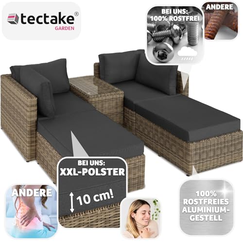 TecTake 800694 Aluminium Polyrattan Multifunktions Luxus Loungegruppe Gartensofa mit Tisch, für Garten oder Terrasse, vielseitig kombinierbar, inkl. Polster – Diverse Farben (Natur | Nr. 403168) - 3