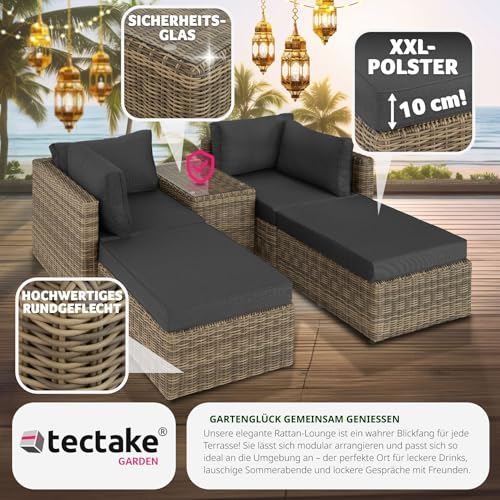 TecTake 800694 Aluminium Polyrattan Multifunktions Luxus Loungegruppe Gartensofa mit Tisch, für Garten oder Terrasse, vielseitig kombinierbar, inkl. Polster – Diverse Farben (Natur | Nr. 403168) - 7