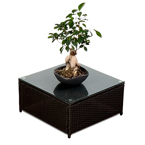 XXL Balkon Lounge Set für Balkon und Terrase erweiterbar - Polyrattan Balkon Lounge Set - schwarz – Gartenmöbel Lounge Möbel Set Garnitur - Gartenlounge Set + Lounge Sessel + Hocker + Tisch + Kissen - 6