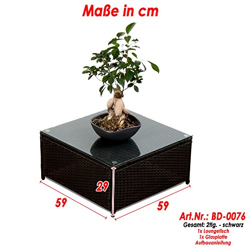 XXL Balkon Lounge Set für Balkon und Terrase erweiterbar – Polyrattan Balkon Lounge Set – schwarz – Gartenmöbel Lounge Möbel Set Garnitur – Gartenlounge Set + Lounge Sessel + Hocker + Tisch + Kissen - 8