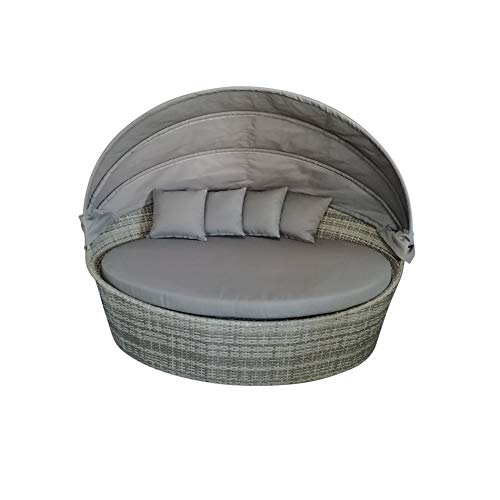Home Islands Taipeh Sonneninsel Loungeinsel Polyrattan Daybed Loungebett Gartenmuschel rund mit Sonnendach - 2