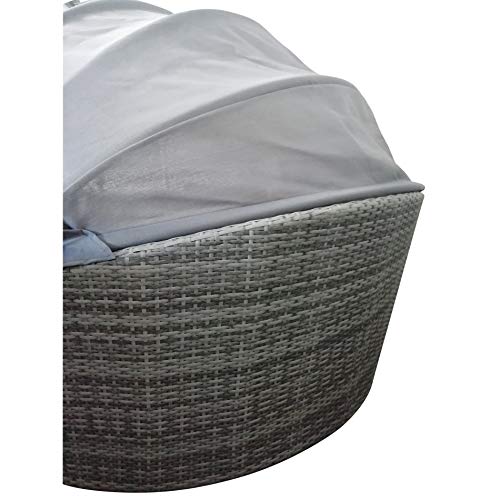Home Islands Taipeh Sonneninsel Loungeinsel Polyrattan Daybed Loungebett Gartenmuschel rund mit Sonnendach - 3